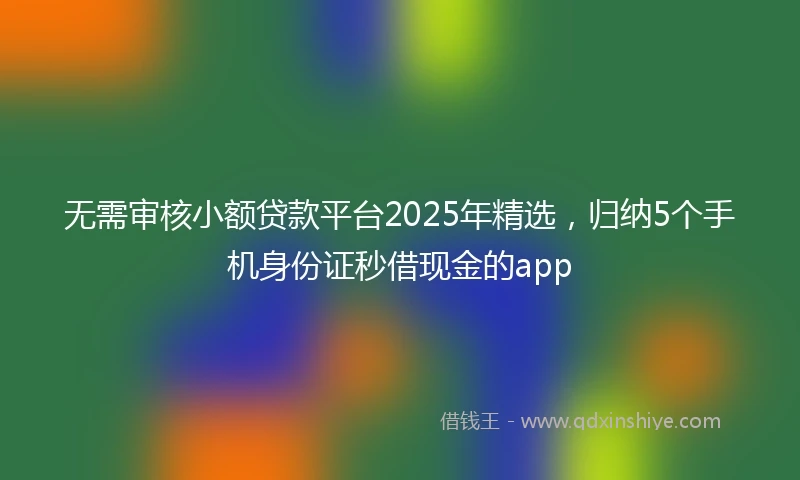 无需审核小额贷款平台2025年精选，归纳5个手机身份证秒借现金的app
