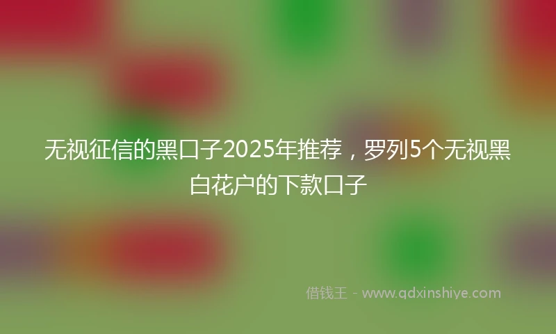 无视征信的黑口子2025年推荐，罗列5个无视黑白花户的下款口子