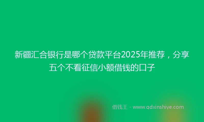 新疆汇合银行是哪个贷款平台2025年推荐，分享五个不看征信小额借钱的口子