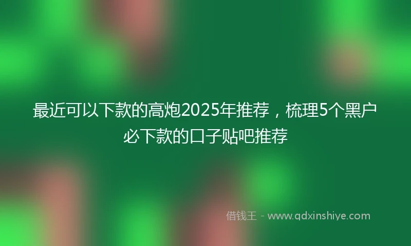 最近可以下款的高炮2025年推荐，梳理5个黑户必下款的口子贴吧推荐