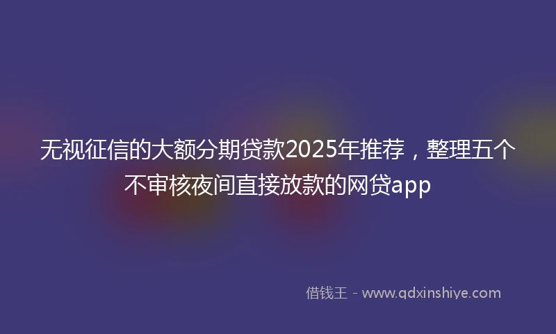 无视征信的大额分期贷款2025年推荐，整理五个不审核夜间直接放款的网贷app