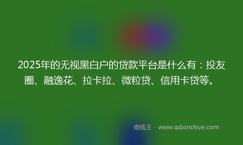 2025年的无视黑白户的贷款平台是什么有：投友圈、融逸花、拉卡拉、微粒贷、信用卡贷等。