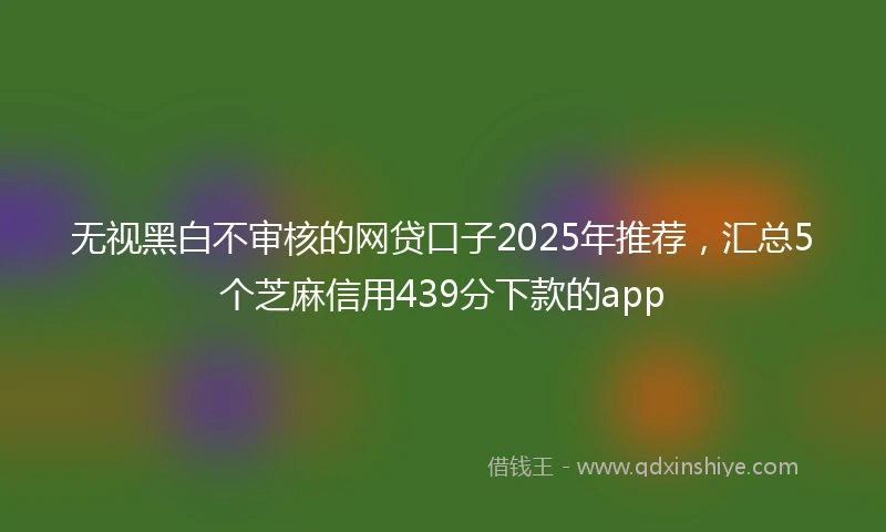 无视黑白不审核的网贷口子2025年推荐,汇总5个芝麻信用439分下款的app