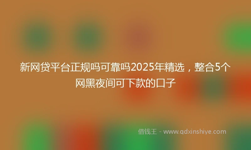 新网贷平台正规吗可靠吗2025年精选，整合5个网黑夜间可下款的口子