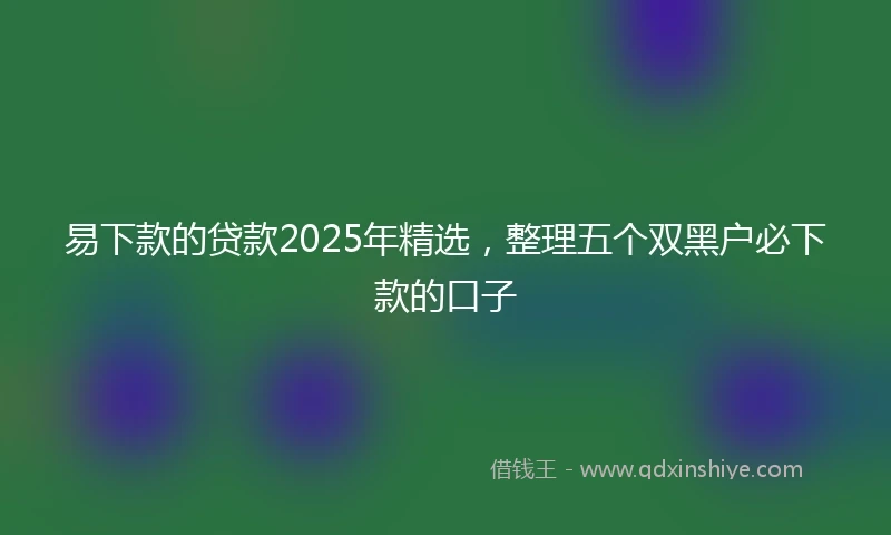 易下款的贷款2025年精选，整理五个双黑户必下款的口子