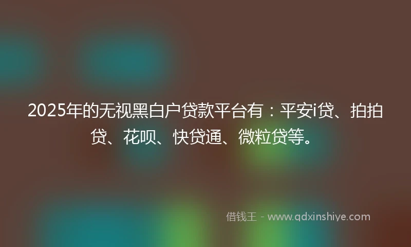 2025年的无视黑白户贷款平台有:平安i贷、拍拍贷、花呗、快贷通、微粒贷等。