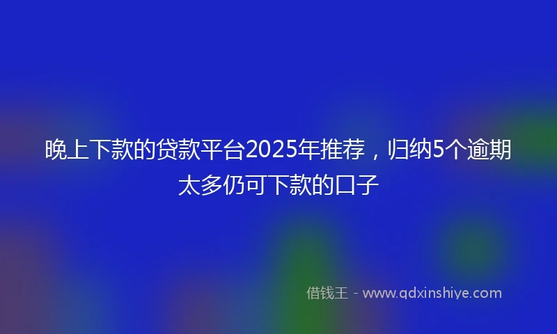 晚上下款的贷款平台2025年推荐，归纳5个逾期太多仍可下款的口子