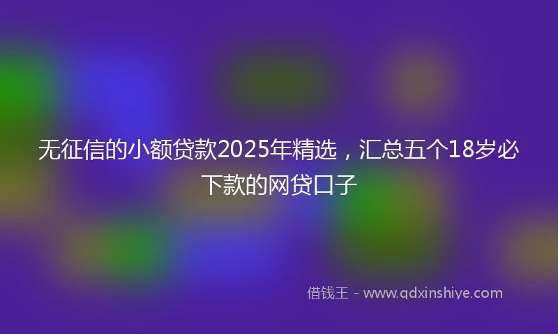 无征信的小额贷款2025年精选,汇总五个18岁必下款的网贷口子