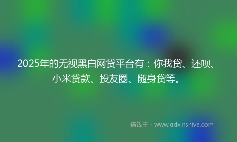 2025年的无视黑白网贷平台有：你我贷、还呗、小米贷款、投友圈、随身贷等。