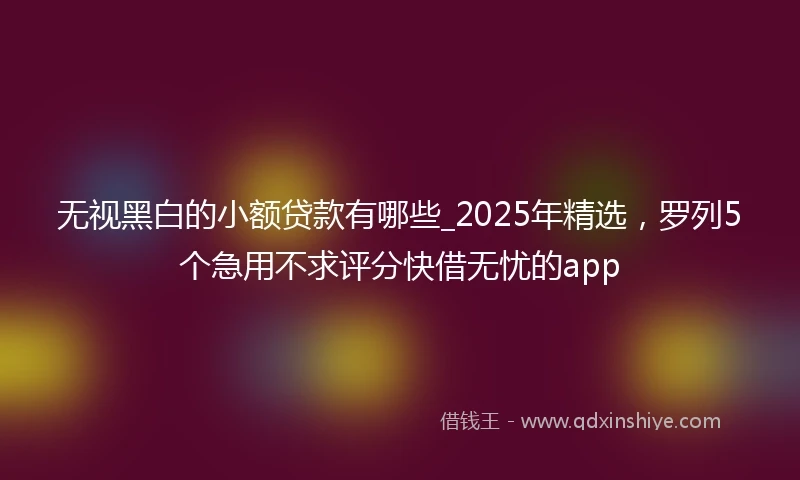 无视黑白的小额贷款有哪些_2025年精选，罗列5个急用不求评分快借无忧的app
