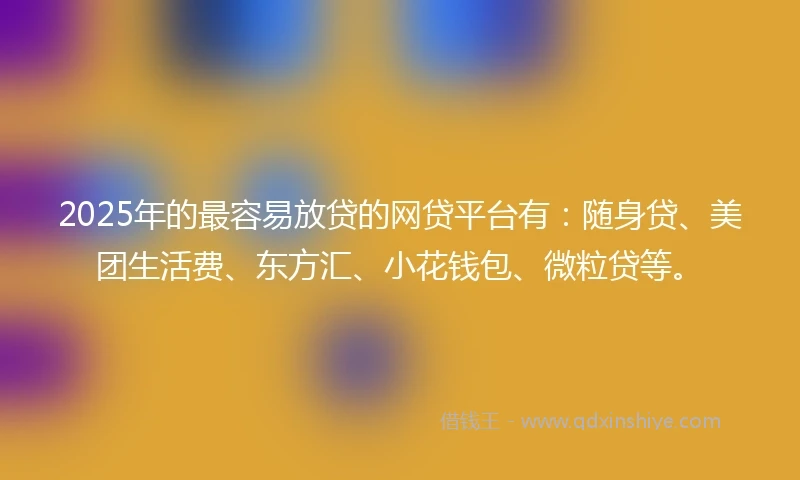 2025年的最容易放贷的网贷平台有：随身贷、美团生活费、东方汇、小花钱包、微粒贷等。