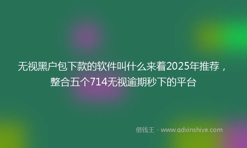 无视黑户包下款的软件叫什么来着2025年推荐,整合五个714无视逾期秒下的平台