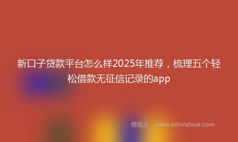 新口子贷款平台怎么样2025年推荐，梳理五个轻松借款无征信记录的app