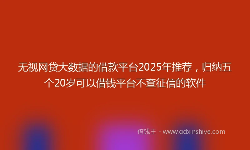无视网贷大数据的借款平台2025年推荐，归纳五个20岁可以借钱平台不查征信的软件