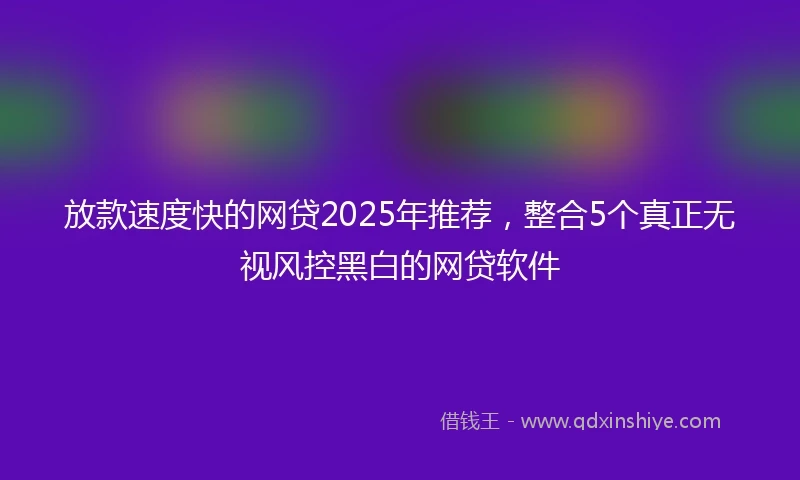 放款速度快的网贷2025年推荐，整合5个真正无视风控黑白的网贷软件