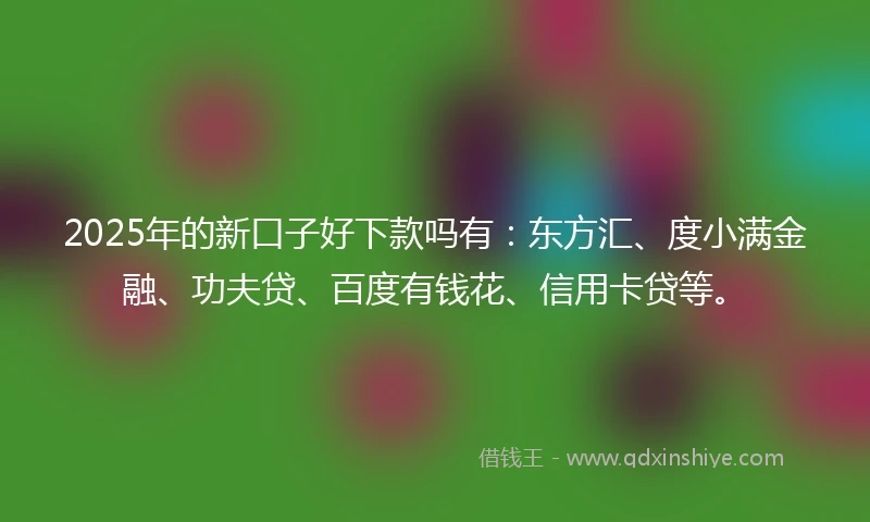 2025年的新口子好下款吗有：东方汇、度小满金融、功夫贷、百度有钱花、信用卡贷等。