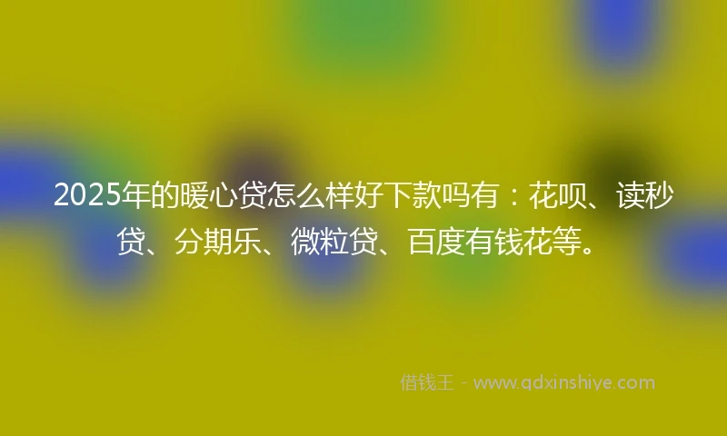 2025年的暖心贷怎么样好下款吗有：花呗、读秒贷、分期乐、微粒贷、百度有钱花等。