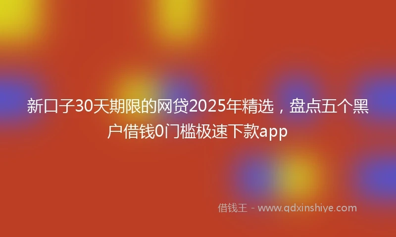 新口子30天期限的网贷2025年精选，盘点五个黑户借钱0门槛极速下款app