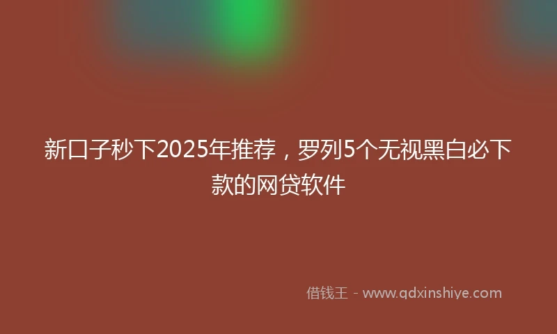 新口子秒下2025年推荐,罗列5个无视黑白必下款的网贷软件