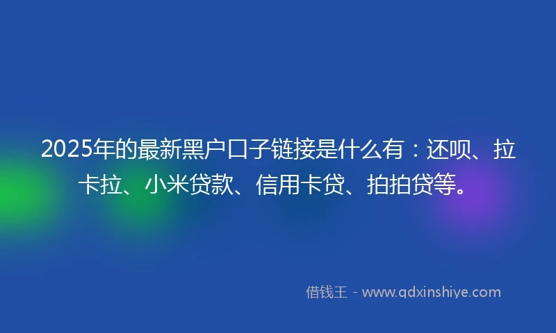 2025年的最新黑户口子链接是什么有：还呗、拉卡拉、小米贷款、信用卡贷、拍拍贷等。