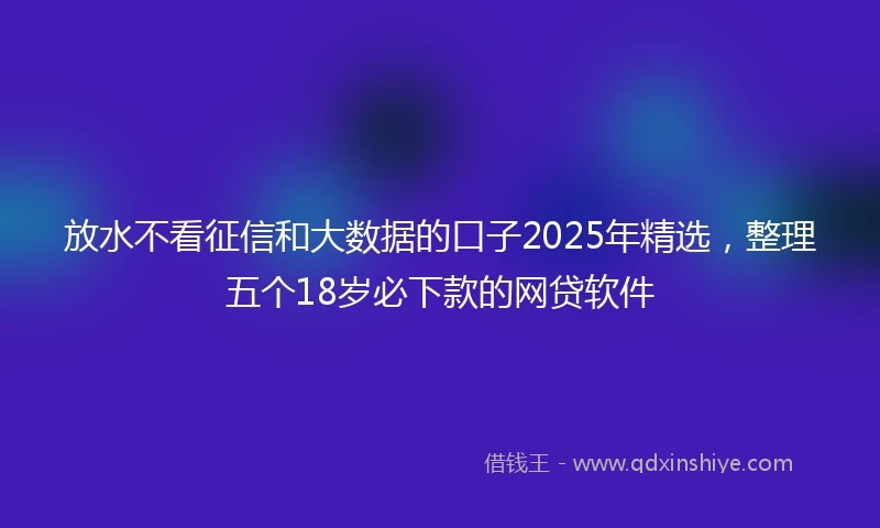 放水不看征信和大数据的口子2025年精选，整理五个18岁必下款的网贷软件