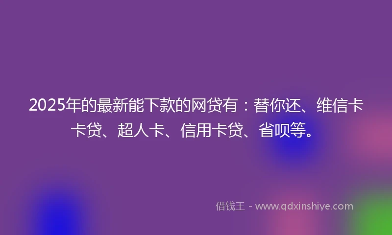 2025年的最新能下款的网贷有：替你还、维信卡卡贷、超人卡、信用卡贷、省呗等。
