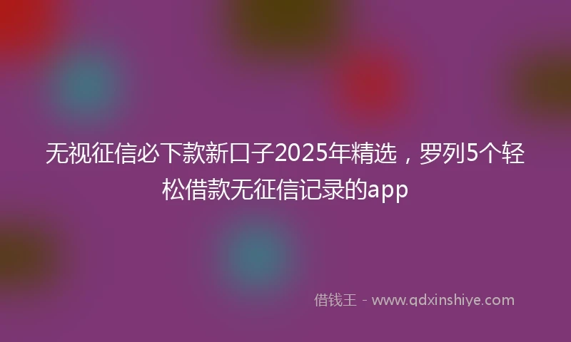 无视征信必下款新口子2025年精选，罗列5个轻松借款无征信记录的app