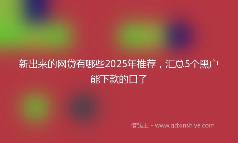 新出来的网贷有哪些2025年推荐，汇总5个黑户能下款的口子