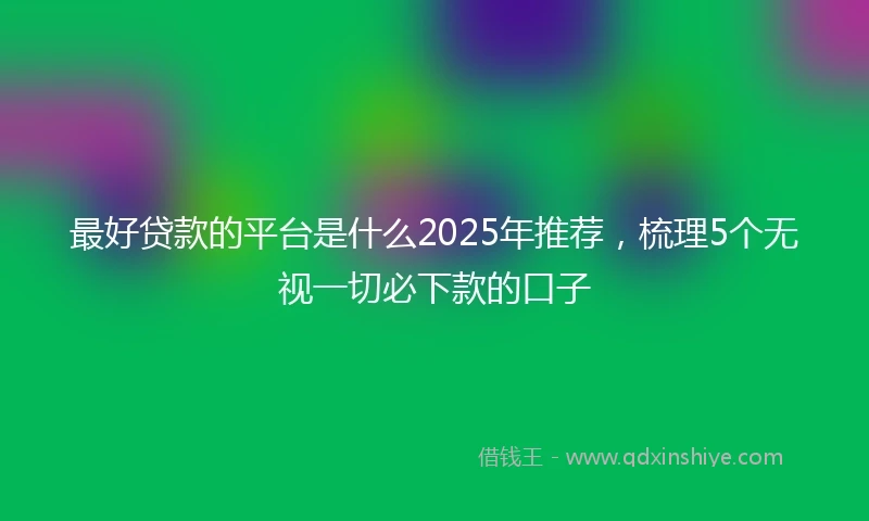 最好贷款的平台是什么2025年推荐，梳理5个无视一切必下款的口子