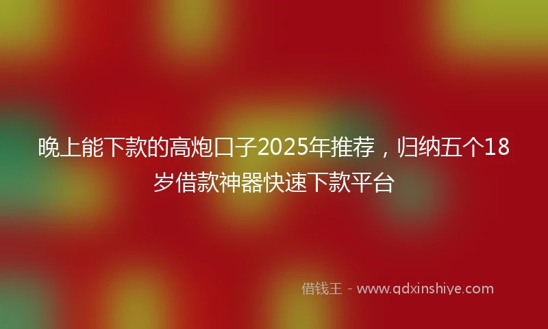 晚上能下款的高炮口子2025年推荐，归纳五个18岁借款神器快速下款平台
