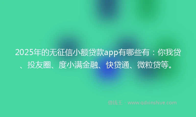 2025年的无征信小额贷款app有哪些有：你我贷、投友圈、度小满金融、快贷通、微粒贷等。