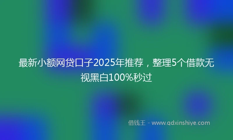 最新小额网贷口子2025年推荐，整理5个借款无视黑白100%秒过