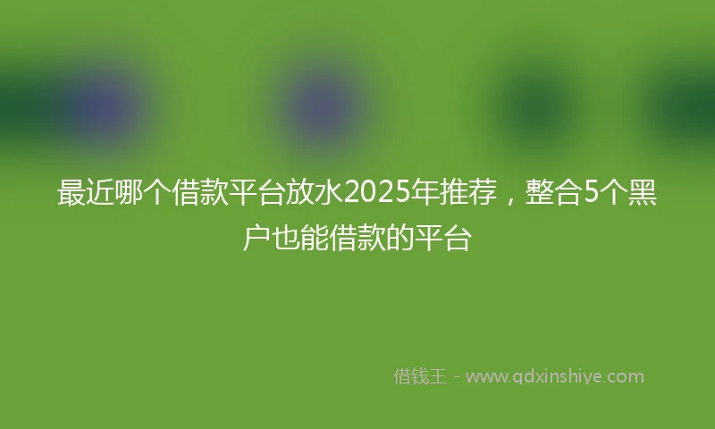 最近哪个借款平台放水2025年推荐，整合5个黑户也能借款的平台