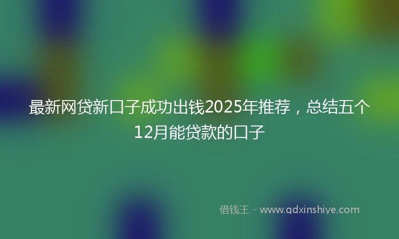 最新网贷新口子成功出钱2025年推荐，总结五个12月能贷款的口子