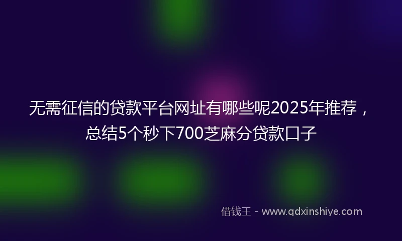 无需征信的贷款平台网址有哪些呢2025年推荐，总结5个秒下700芝麻分贷款口子