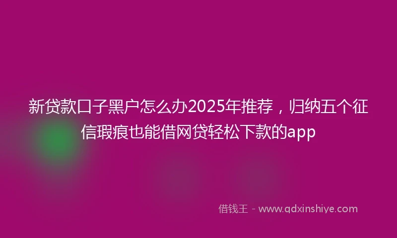 新贷款口子黑户怎么办2025年推荐，归纳五个征信瑕疵也能借网贷轻松下款的app