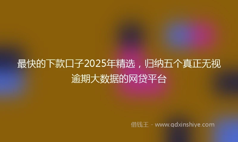 最快的下款口子2025年精选，归纳五个真正无视逾期大数据的网贷平台