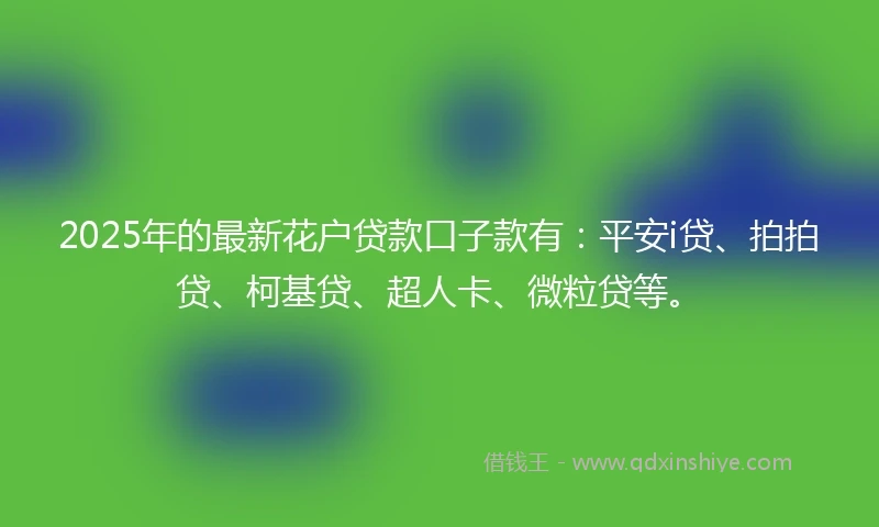 2025年的最新花户贷款口子款有：平安i贷、拍拍贷、柯基贷、超人卡、微粒贷等。