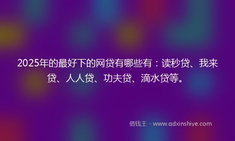 2025年的最好下的网贷有哪些有：读秒贷、我来贷、人人贷、功夫贷、滴水贷等。