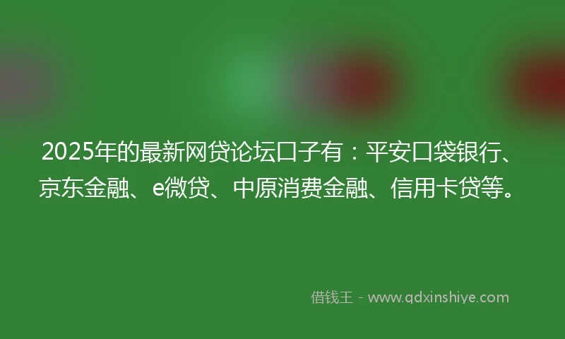 2025年的最新网贷论坛口子有：平安口袋银行、京东金融、e微贷、中原消费金融、信用卡贷等。