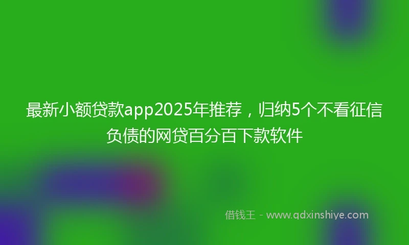 最新小额贷款app2025年推荐，归纳5个不看征信负债的网贷百分百下款软件