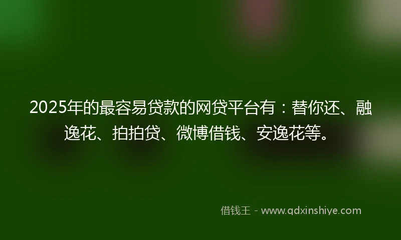 2025年的最容易贷款的网贷平台有：替你还、融逸花、拍拍贷、微博借钱、安逸花等。