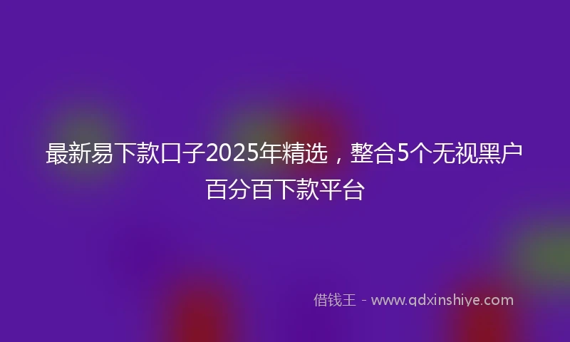 最新易下款口子2025年精选，整合5个无视黑户百分百下款平台