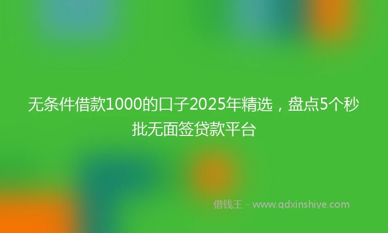 无条件借款1000的口子2025年精选，盘点5个秒批无面签贷款平台