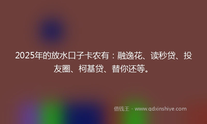 2025年的放水口子卡农有：融逸花、读秒贷、投友圈、柯基贷、替你还等。
