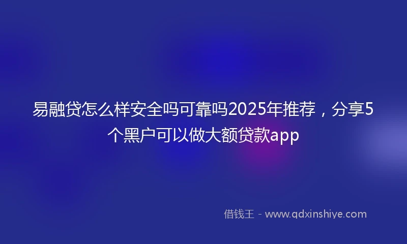 易融贷怎么样安全吗可靠吗2025年推荐，分享5个黑户可以做大额贷款app