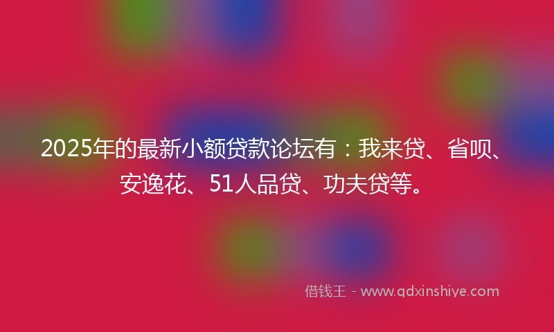 2025年的最新小额贷款论坛有：我来贷、省呗、安逸花、51人品贷、功夫贷等。