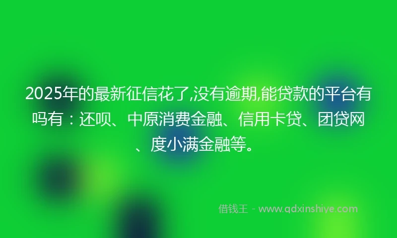 2025年的最新征信花了,没有逾期,能贷款的平台有吗有：还呗、中原消费金融、信用卡贷、团贷网、度小满金融等。