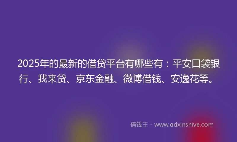 2025年的最新的借贷平台有哪些有：平安口袋银行、我来贷、京东金融、微博借钱、安逸花等。