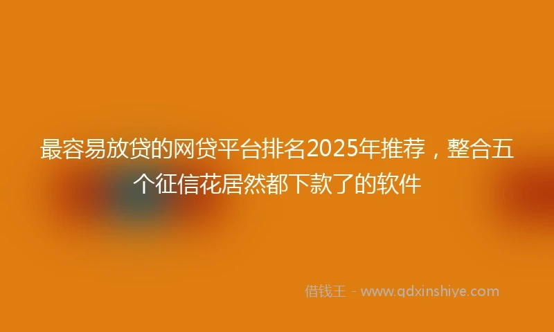 最容易放贷的网贷平台排名2025年推荐，整合五个征信花居然都下款了的软件
